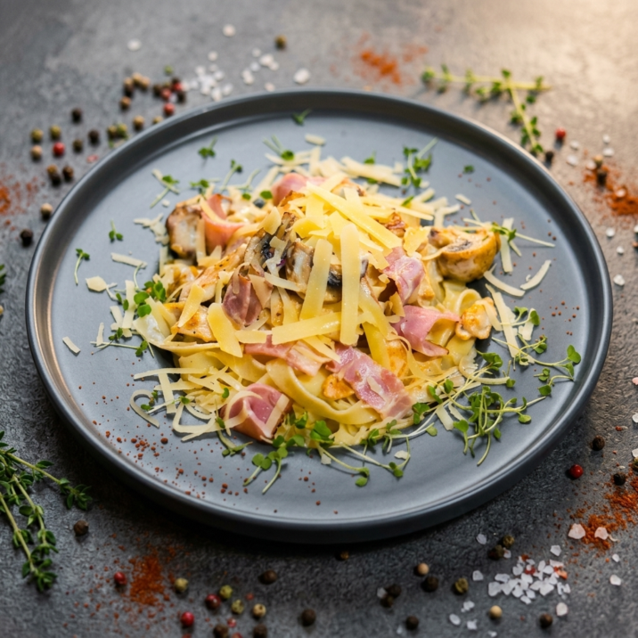 Паста Фетучини с курицей и грибами